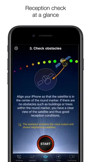 Captura de pantalla de SatFinder en iPhone 5
