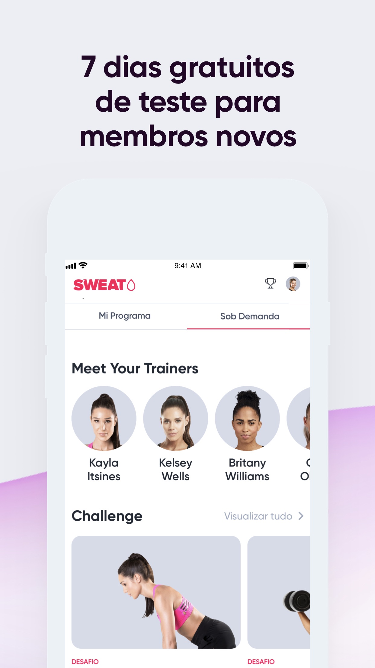 Screenshot do app Sweat: Fitness para mulheres