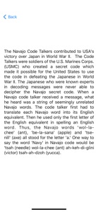 Navajo Code Talkers Language screenshot #3 for iPhone