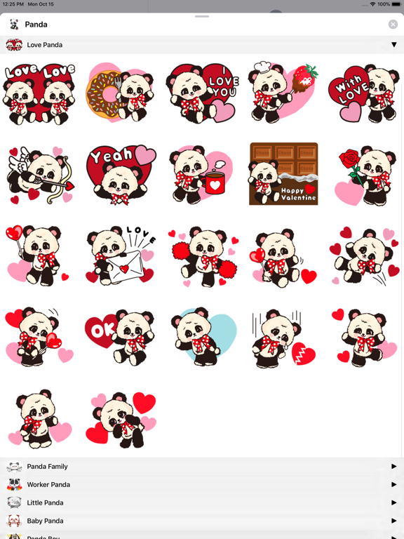 Kawaii Panda Stickers Pack iPad screenshot 4 - Stickers app