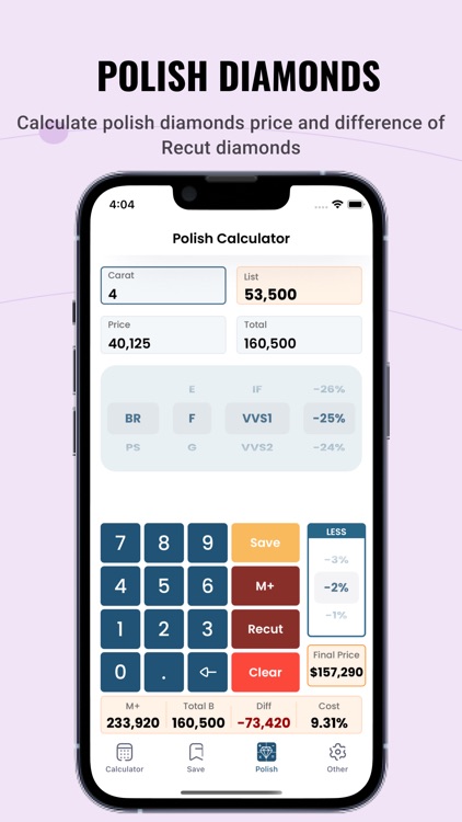 DIAM Calc - Rough/Polish Calc