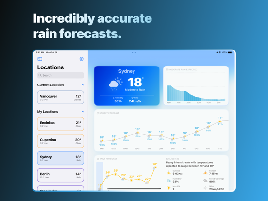 Mercury Weather iPad app afbeelding 3