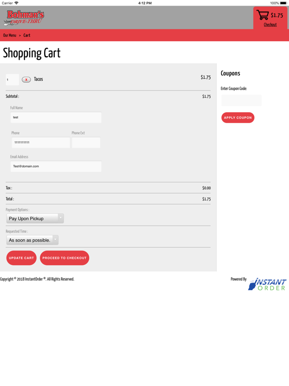 Bohman's Carryout iPad screenshot 4 - Food & Drink app