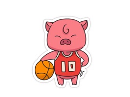 Basketball Piglet Stickers