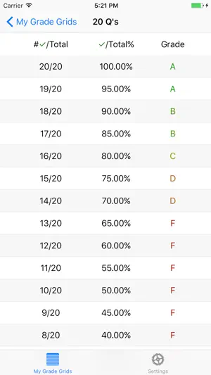 Grade Grid screenshot 1