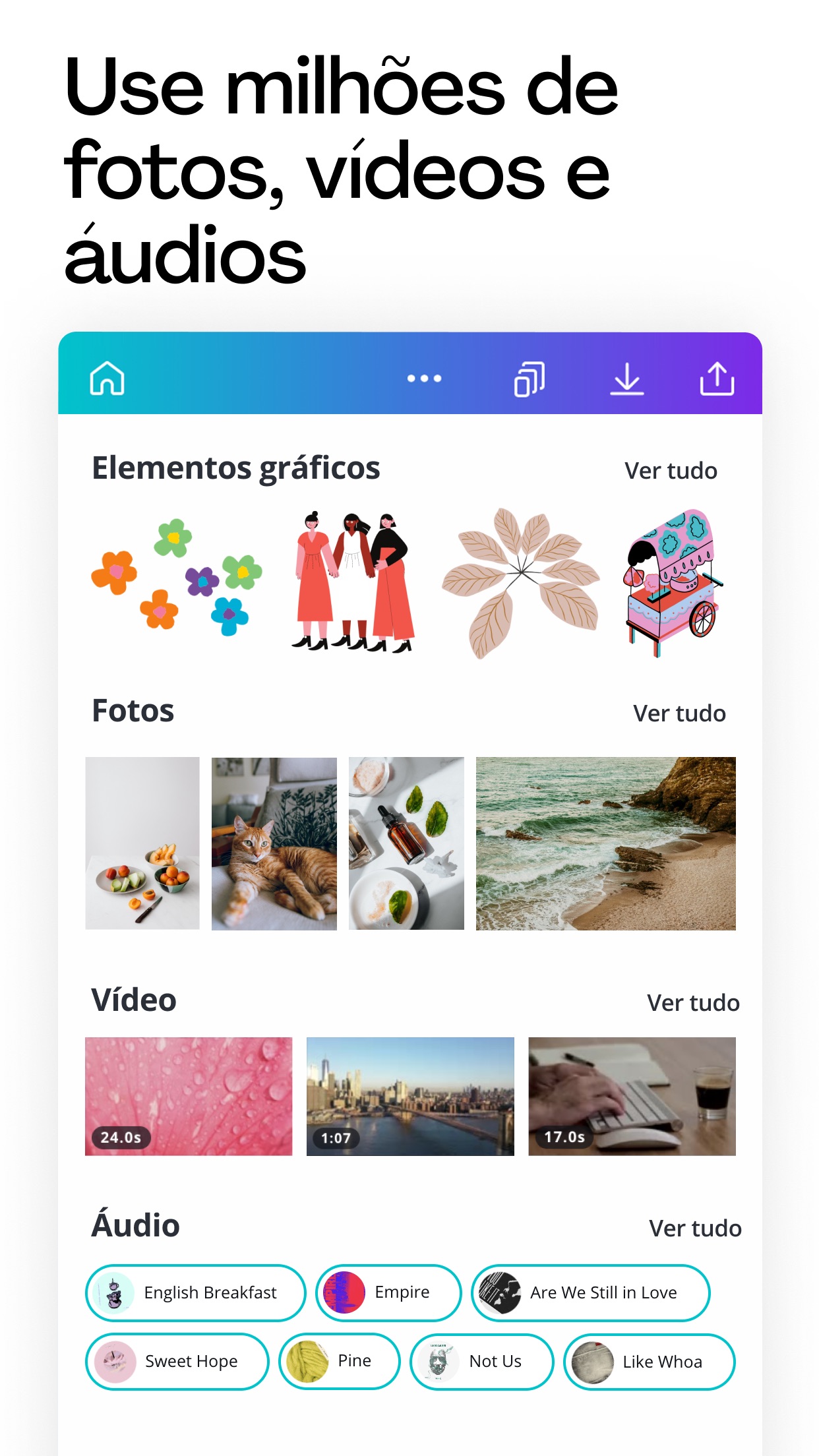 Screenshot do app Canva: Design, Foto e Vídeo
