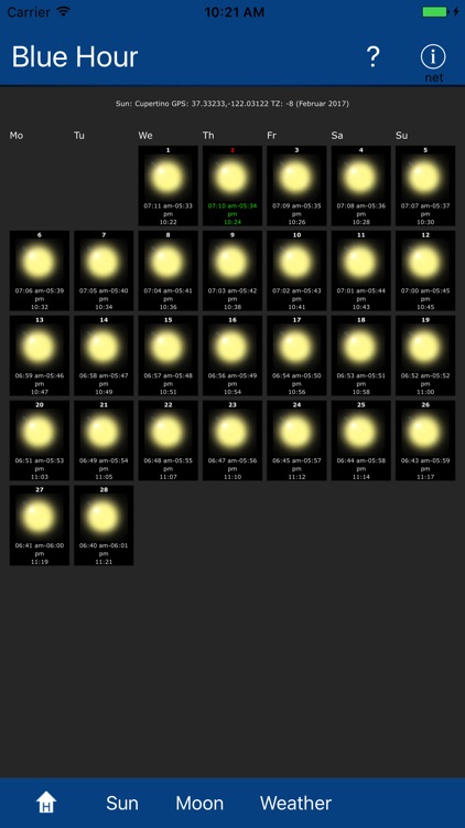 Blue Hour, Sun, Moon, Weather