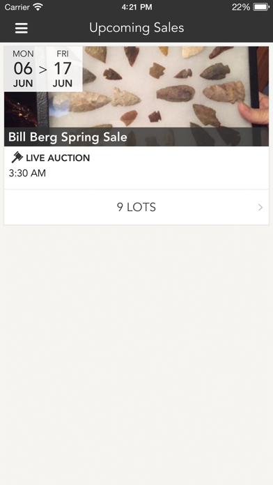 Bill Berg Auctions Screenshot