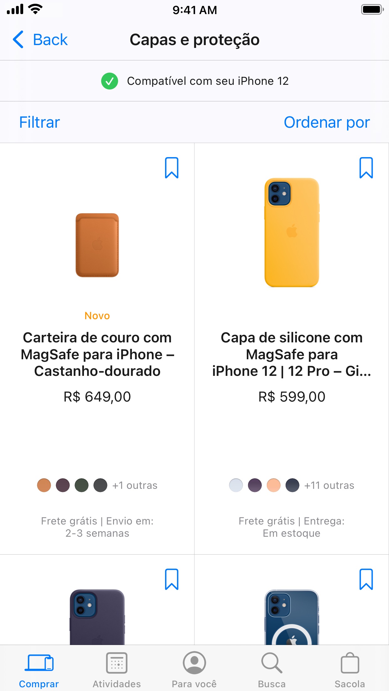 Screenshot do app Apple Store