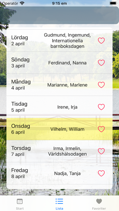 Namnsdagar Sverige Screenshot
