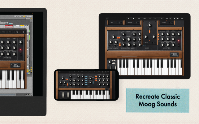 Skärmdump av Minimoog Model D Synthesizer