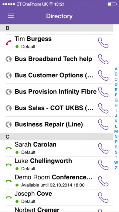 BT OnePhone Mobile Application Screenshot