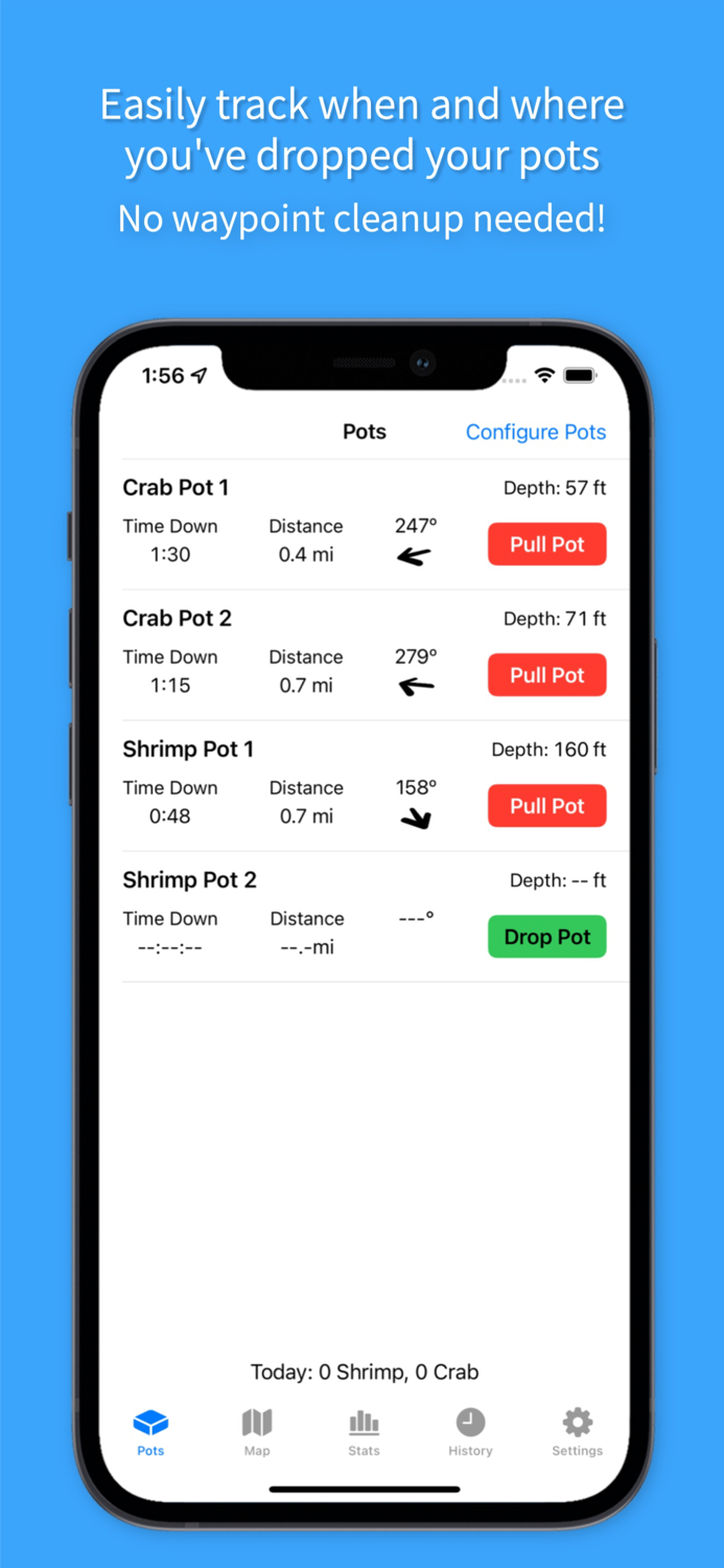 Crab and Shrimp Pot Tracker