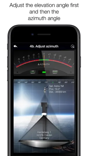 Captura de pantalla de SatFinder en iPhone 9
