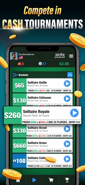 Solitaire for Cash - Skillz, mobile games for iOS and Android