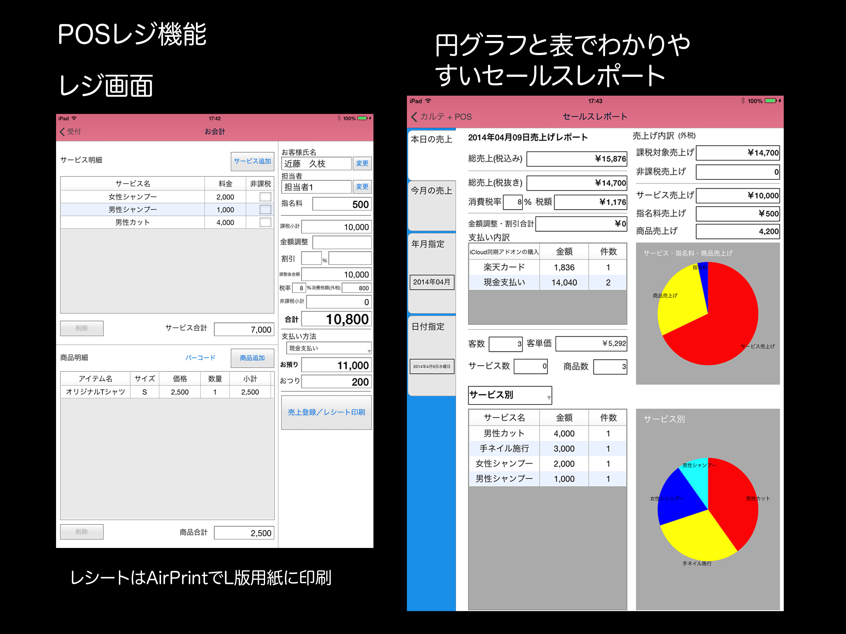 顧客カルテ+POS &予約管理 アプリ