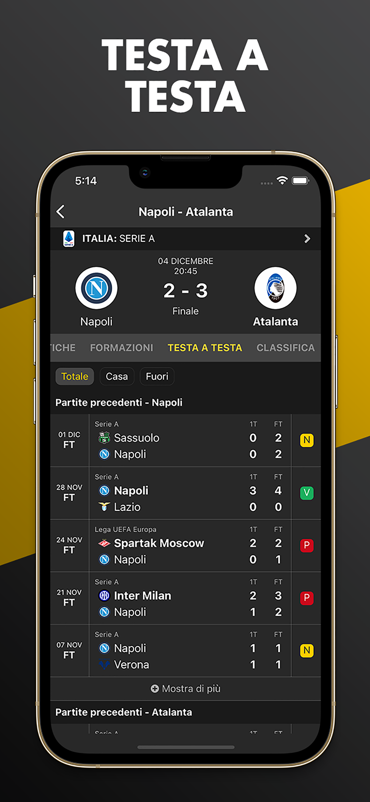 OneScore: risultati in diretta
