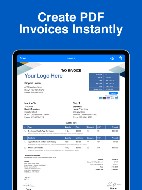Screenshot #5 pour Moon Invoice: Facture et devis