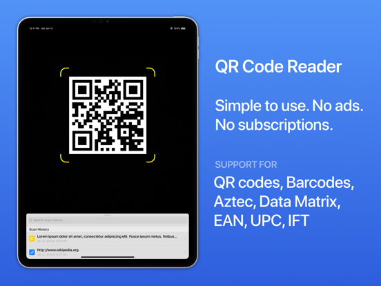 QR Pro: Gemakkelijk QR-scanner iPad app afbeelding 1