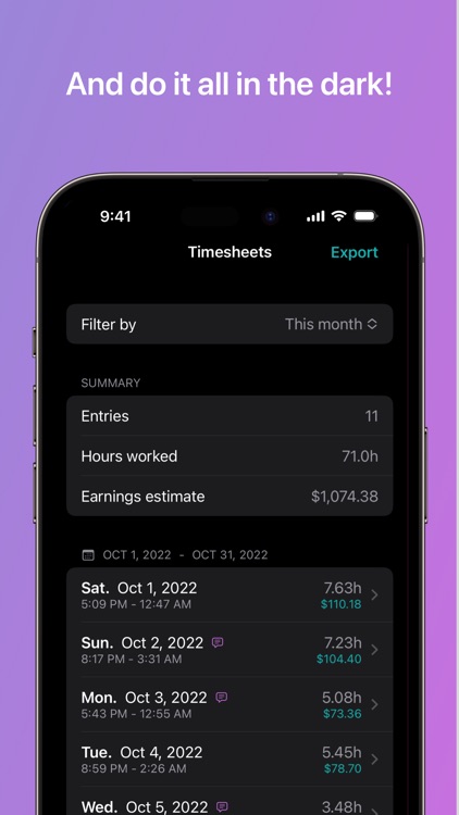 Logger - Time Clock Hours Log screenshot-6