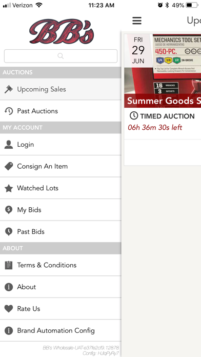 BB's Online Auction Screenshot