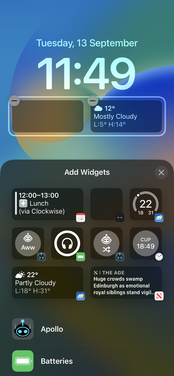 Widget spacer - empty clear