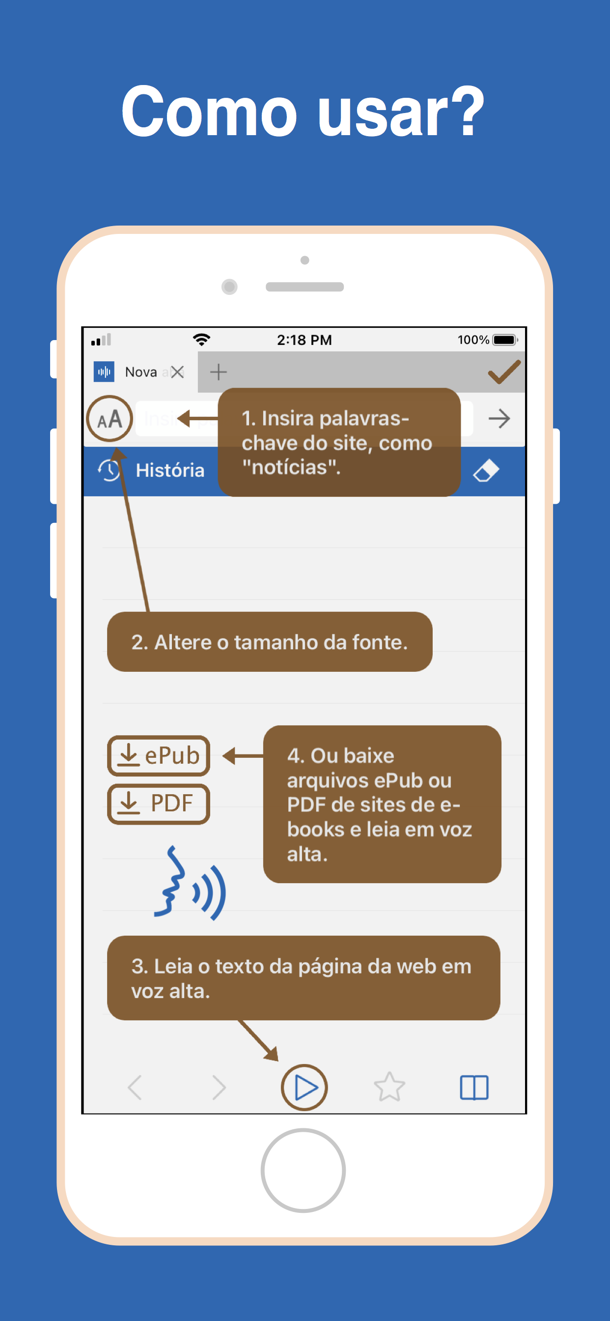 Audify texto em voz web (TTS)