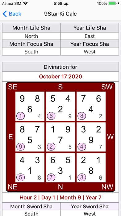 Nine Star Ki Astrology Screenshot