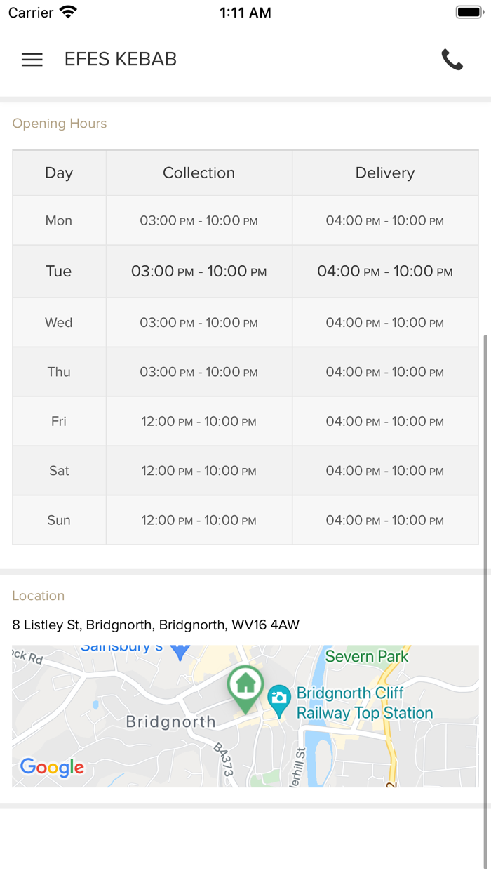 Efes Kebab Bridgnorth