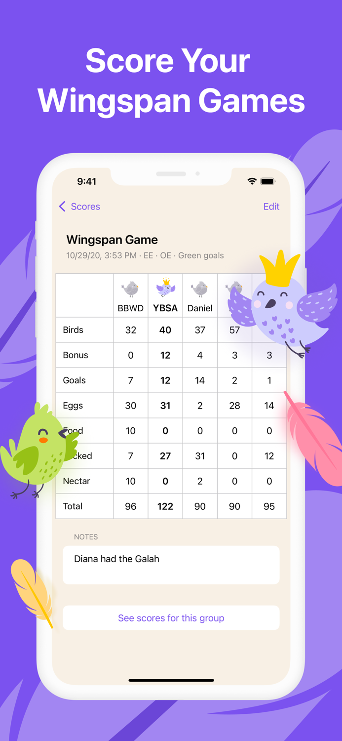 Wingscore scoresheets