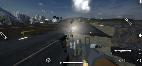 Building Destruction - Experience the power of the rocket launcher causing impressive explosive terrain deformation on a road surface.