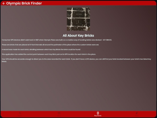 Olympic Brick Finder iPad screenshot 5 - Navigation app
