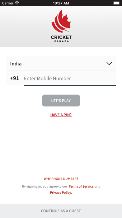 Cricket Canada Match Centre Screenshot