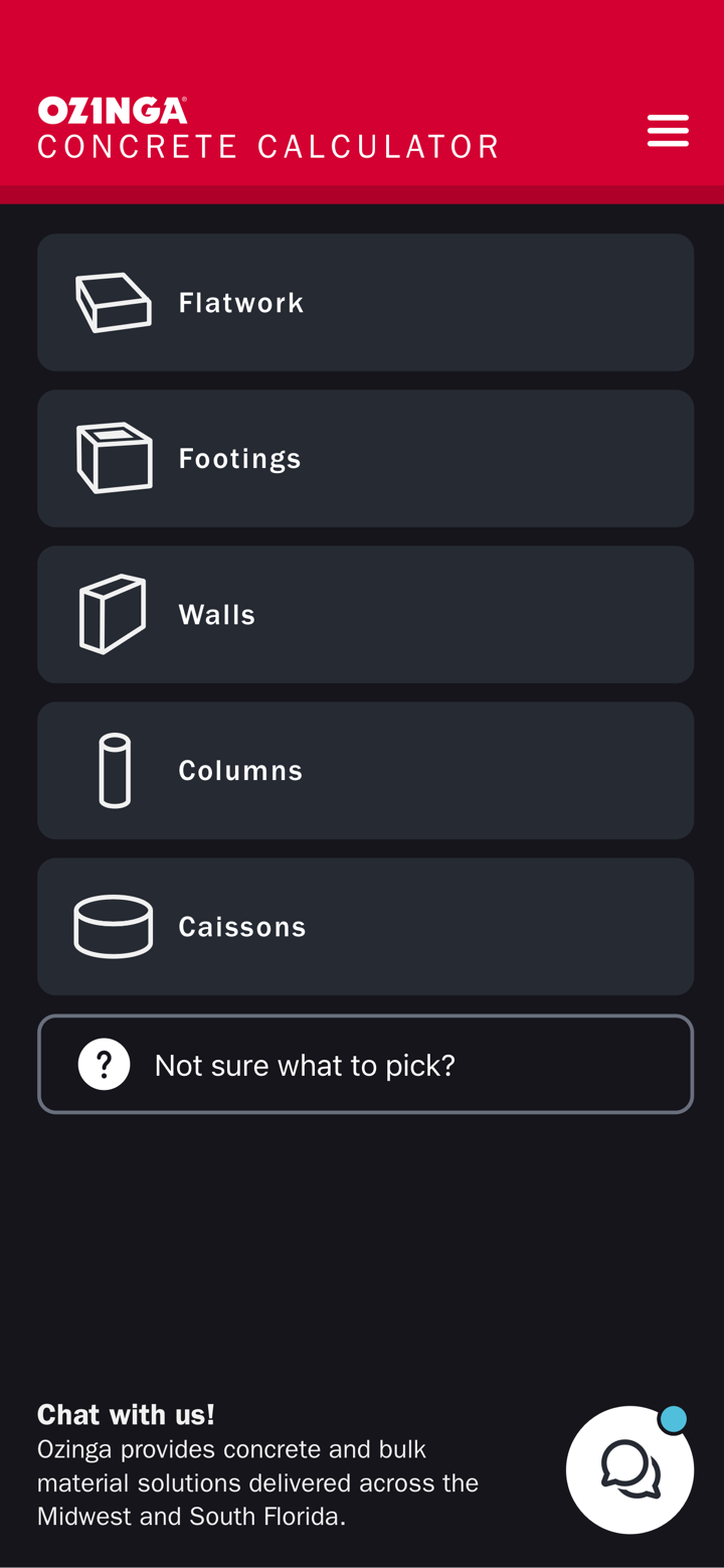 Ozinga Concrete Calculator screenshot 1