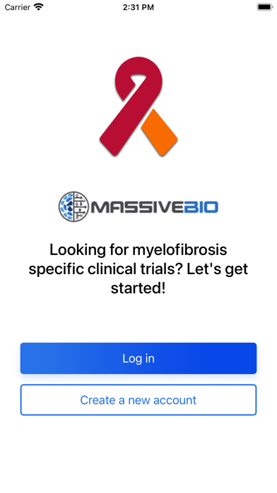Myelofibrosis Trial Finder Screenshot