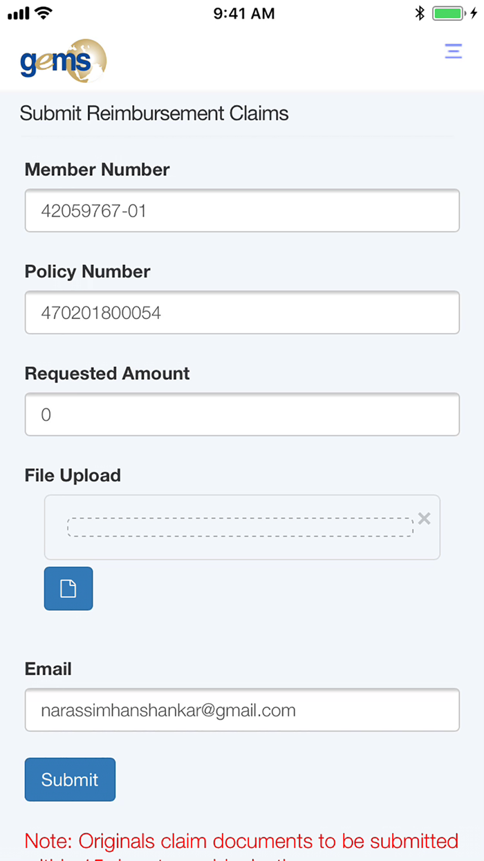 Gems TPA Mobile Application