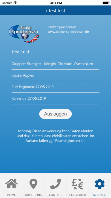 Panke-Sprachreisen Student app Screenshot