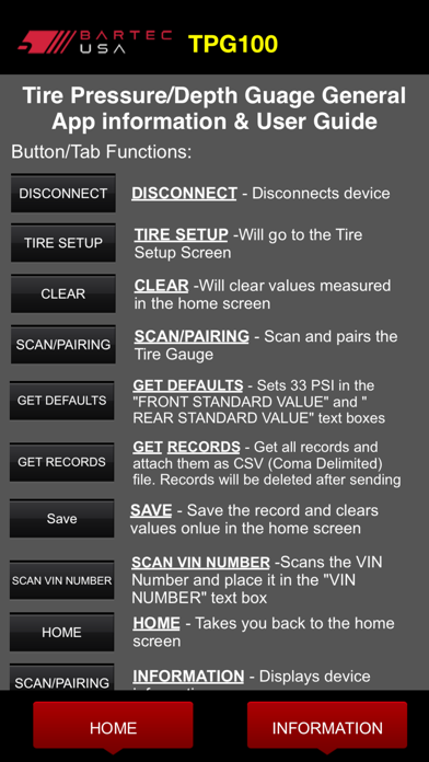 BARTEC USA - BT Tire Gauge Screenshot