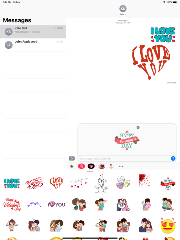 Animated Valentine's Stickers iPad screenshot