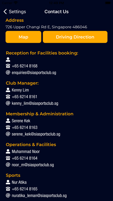 SIA Group Sports Club Screenshot