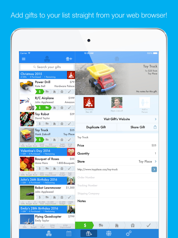 GiftPlanner iPad screenshot 2 - Lifestyle app