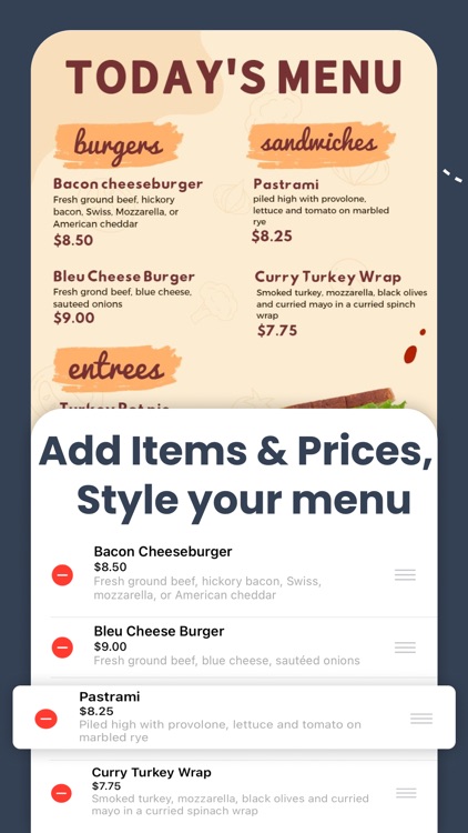 Menu Maker, Menu Templates