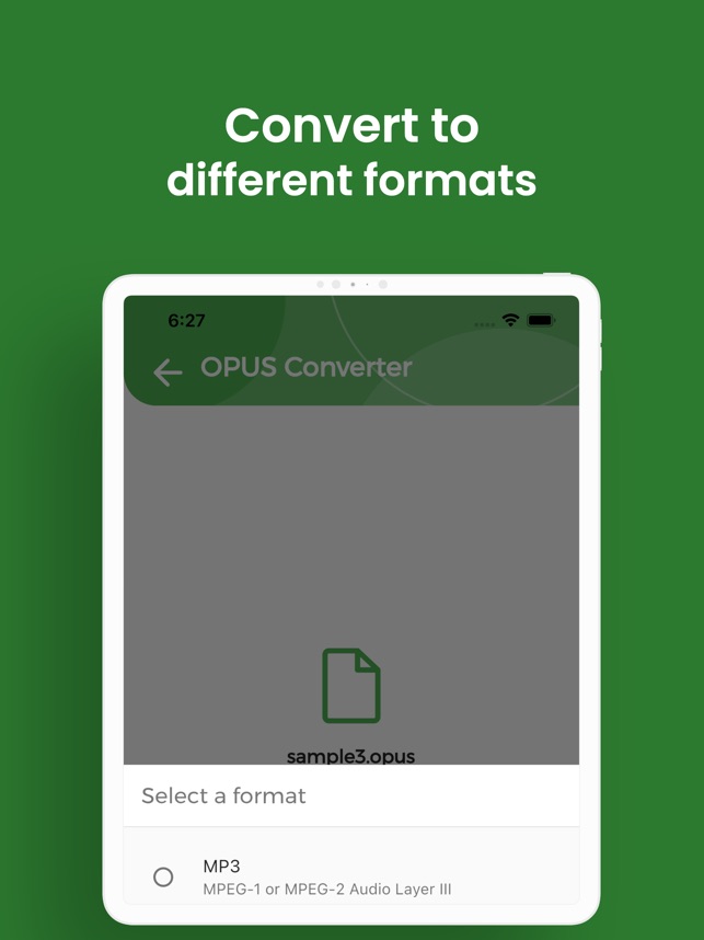 Conversor OPUS, OPUS para MP3 na App Store