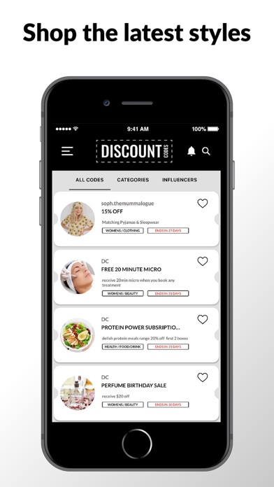 Discount Codes Screenshot