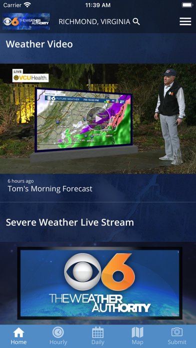 CBS 6 Richmond, Va. Weather Screenshot