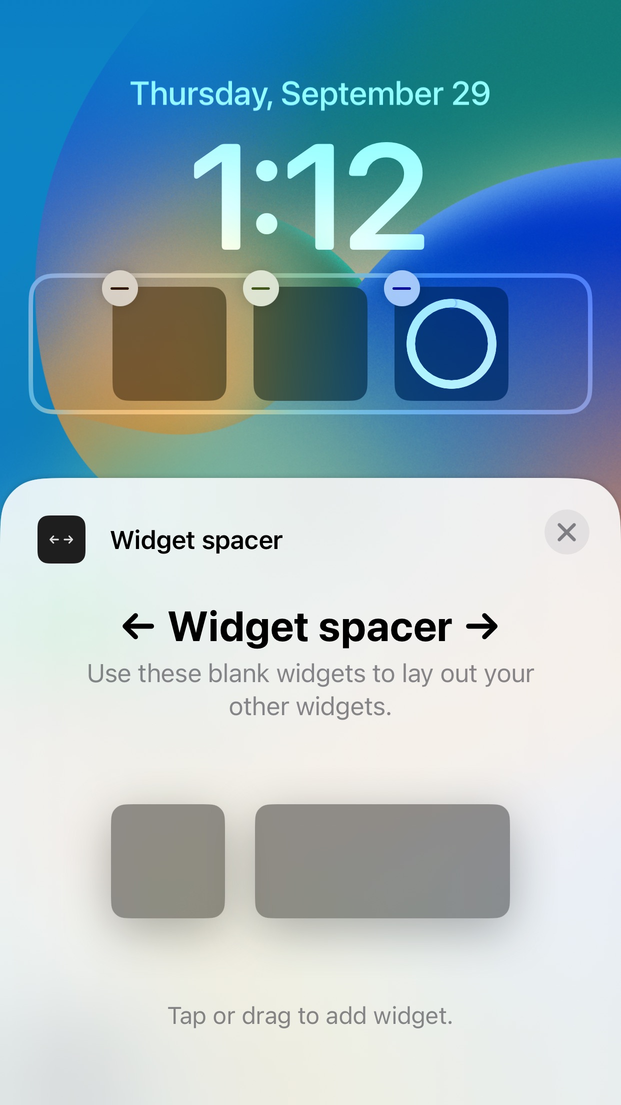 Screenshot do app Widget spacer - empty, clear!