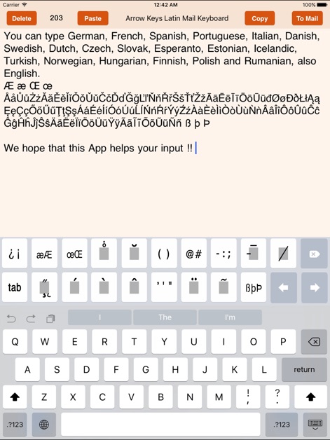 Arrow Keys Latin Mail Keyboard - Utilities App | MWM