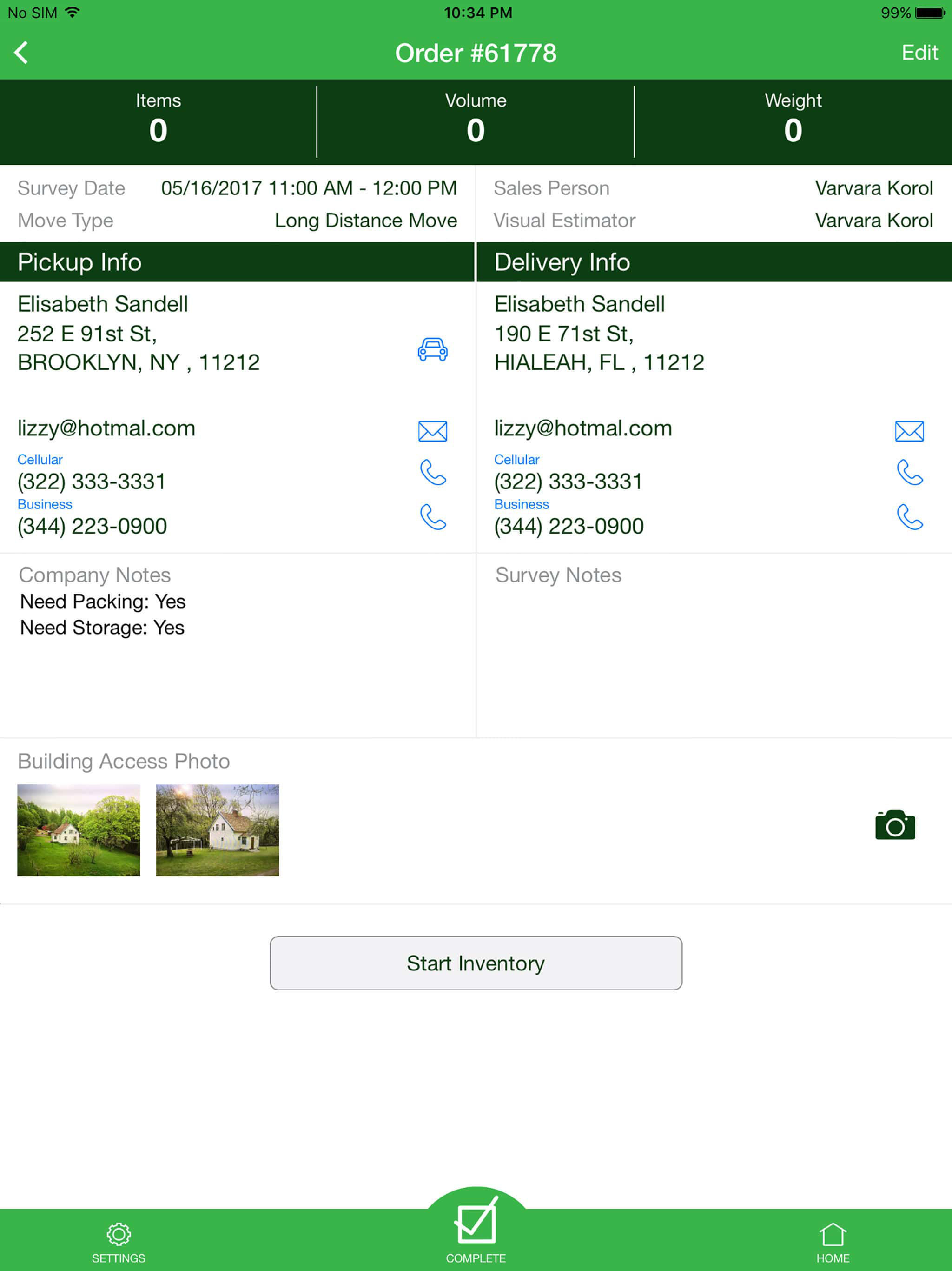 In Home Estimate