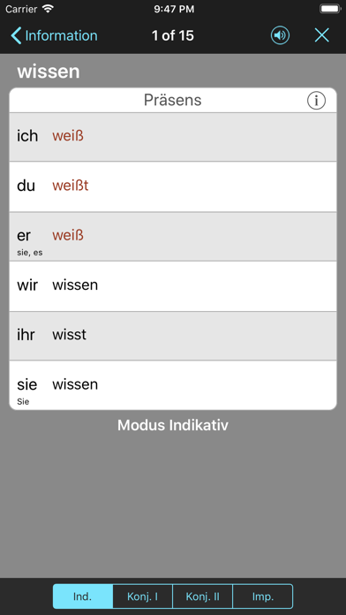 Screenshot #9 for VerbForms Deutsch