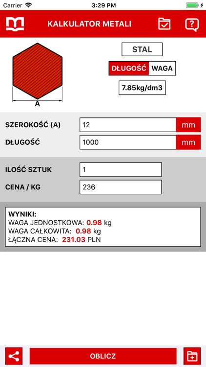 Kalkulator Wagi Metali